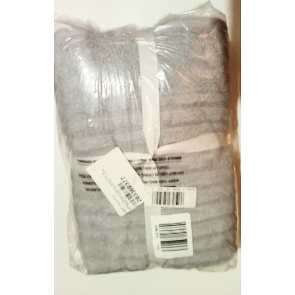 Woverly Luxury Ribbed 100% Cotton Quick Dry 6 Piece Bath Towel Set Light Gray - Picture 7 of 7